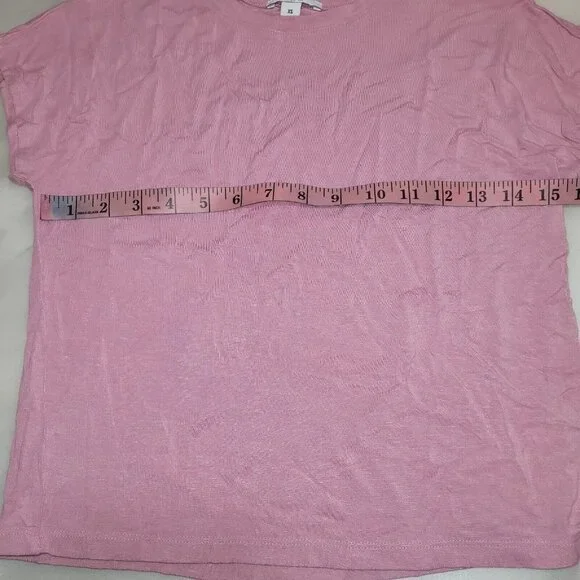 NWT Bar III Crew-Neck Cropped Top Short Sleeve Pink Size XS - Picture 6 of 8